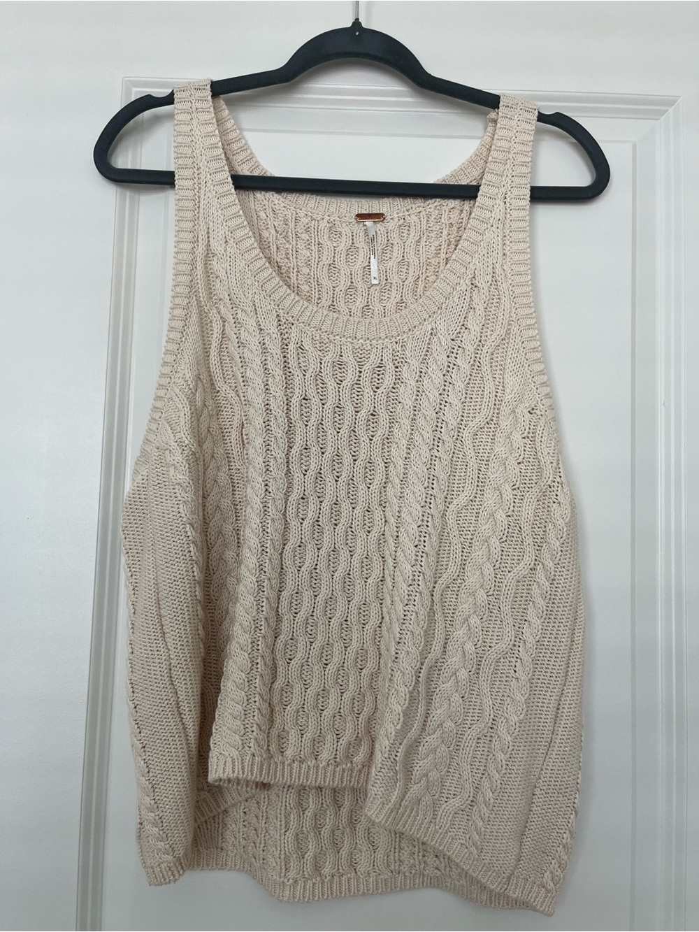Free People Cream Cable Knit Scoop Tank